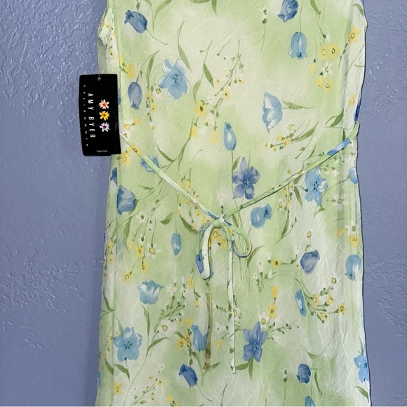Vintage Y2K Amy Byer Dress Green Floral Size Medium - Picture 7 of 8